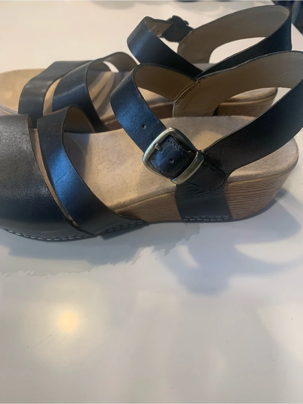 Dansko Women’s Black Leather Strappy Comfort Sandals